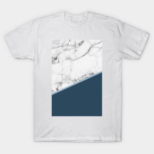 Real White Marble Half Ocean Sapphire Steel Blue T-Shirt